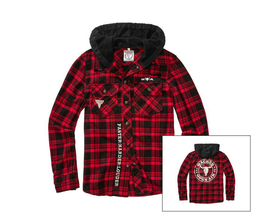 W:O:A - Checkshirt Hood red