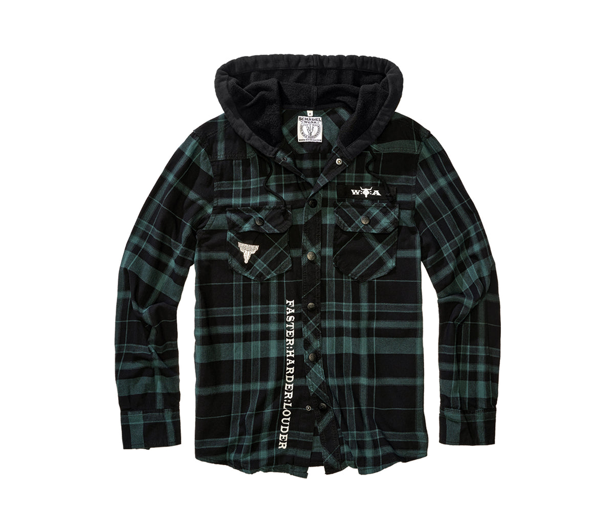 W:O:A - Checkshirt Hood petrol