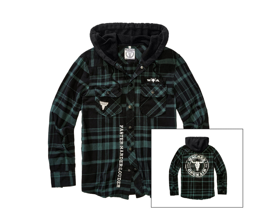 W:O:A - Checkshirt Hood petrol