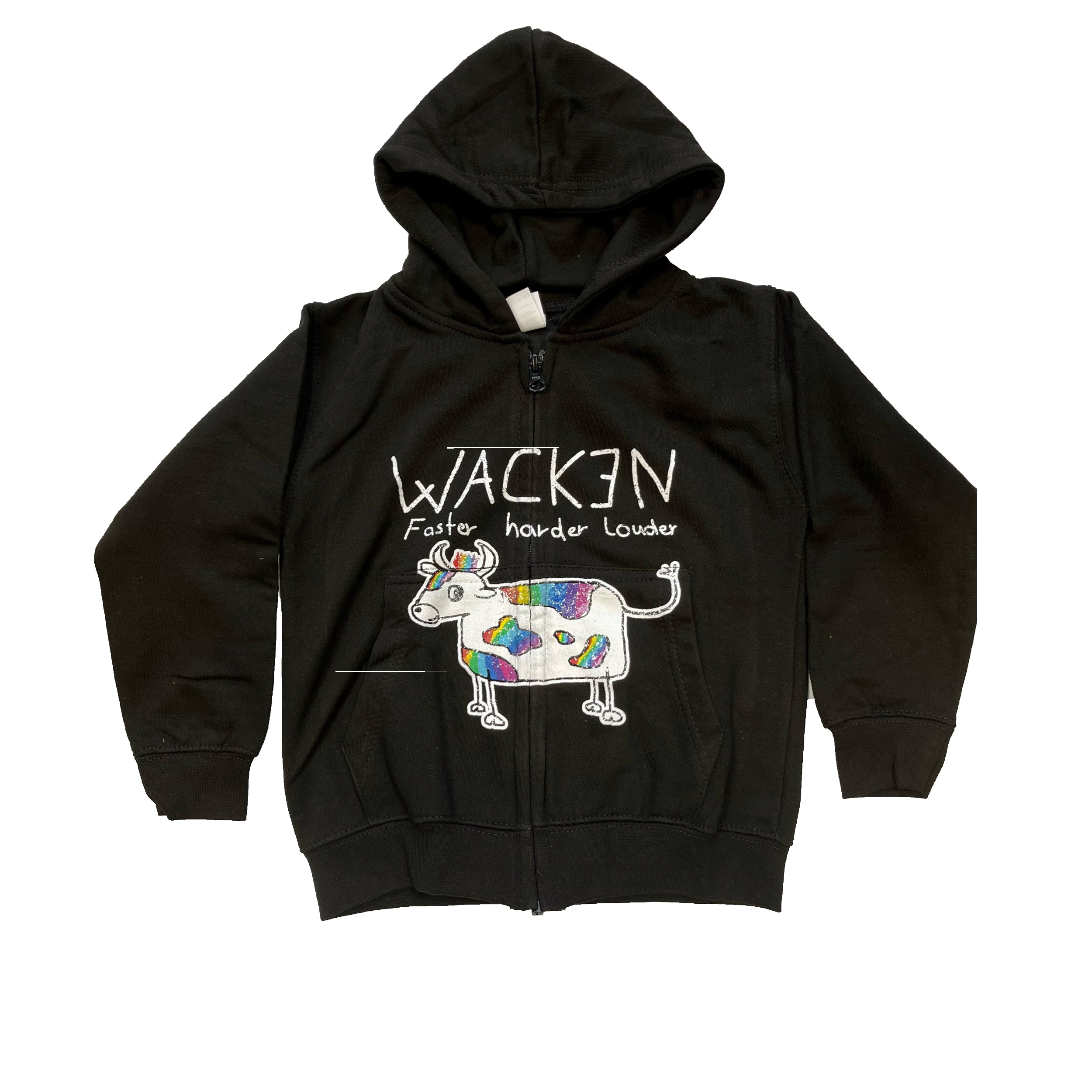 W:O:A - Kids HoodZip - Rainbow Cow black image