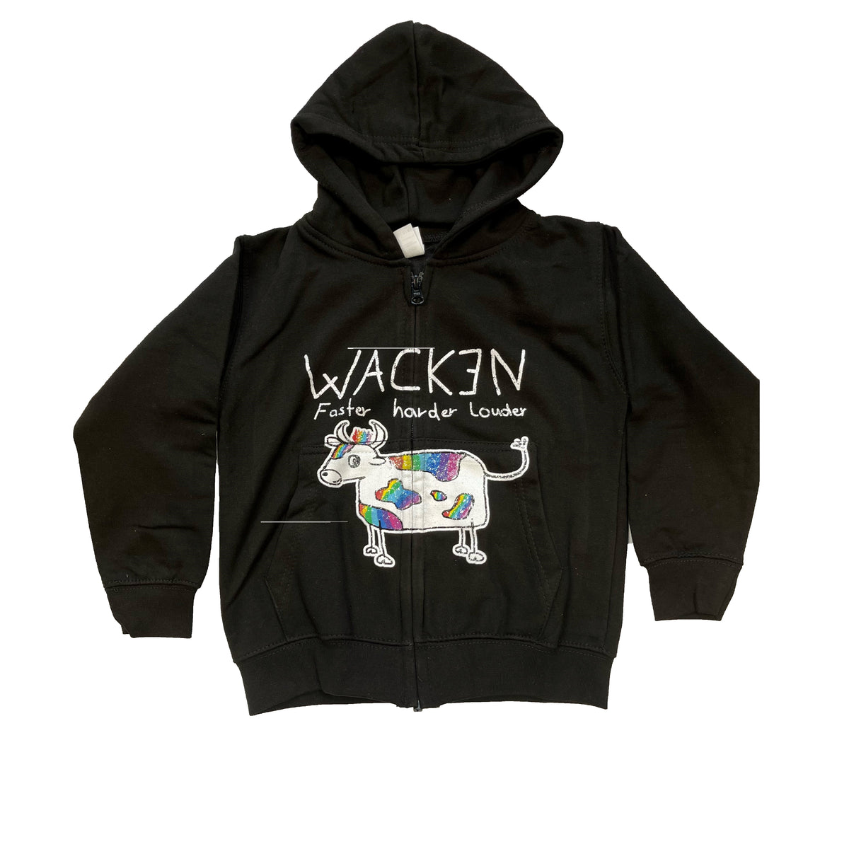 W:O:A - Kids HoodZip - Rainbow Cow black