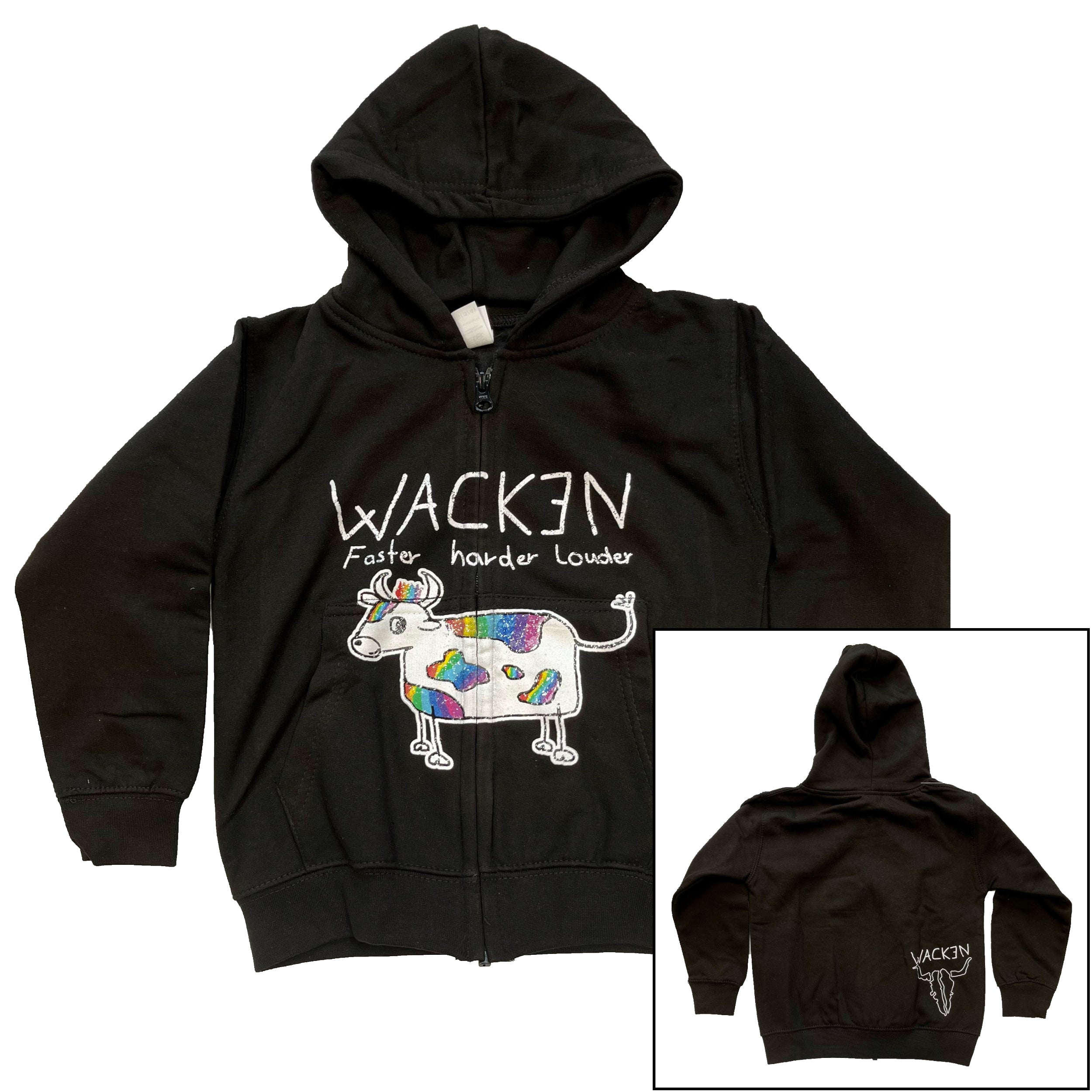 W:O:A - Kids HoodZip - Rainbow Cow black image