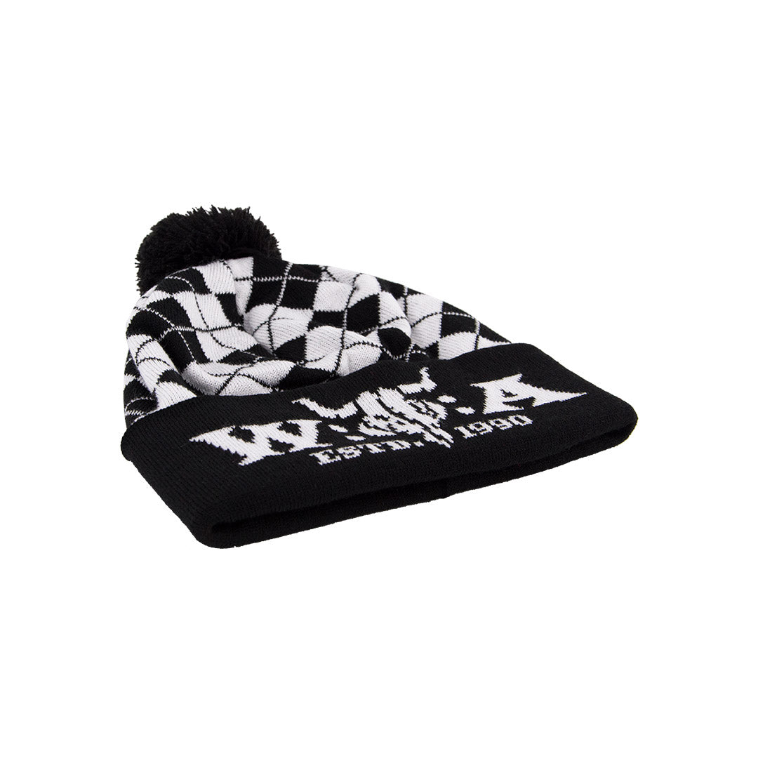 W:O:A - Bommelmütze - Karo weiß