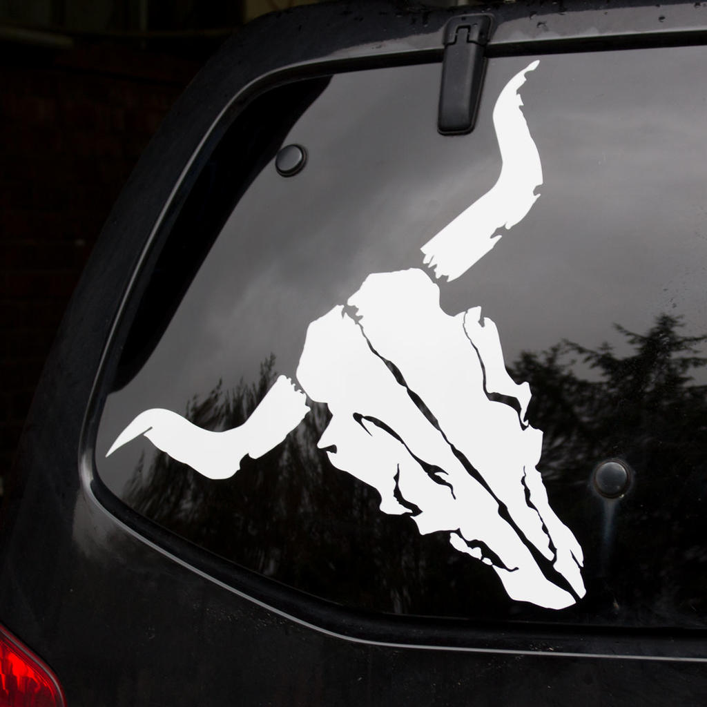 W:O:A - Outdoor Car Sticker - Bullhead - Big - White image