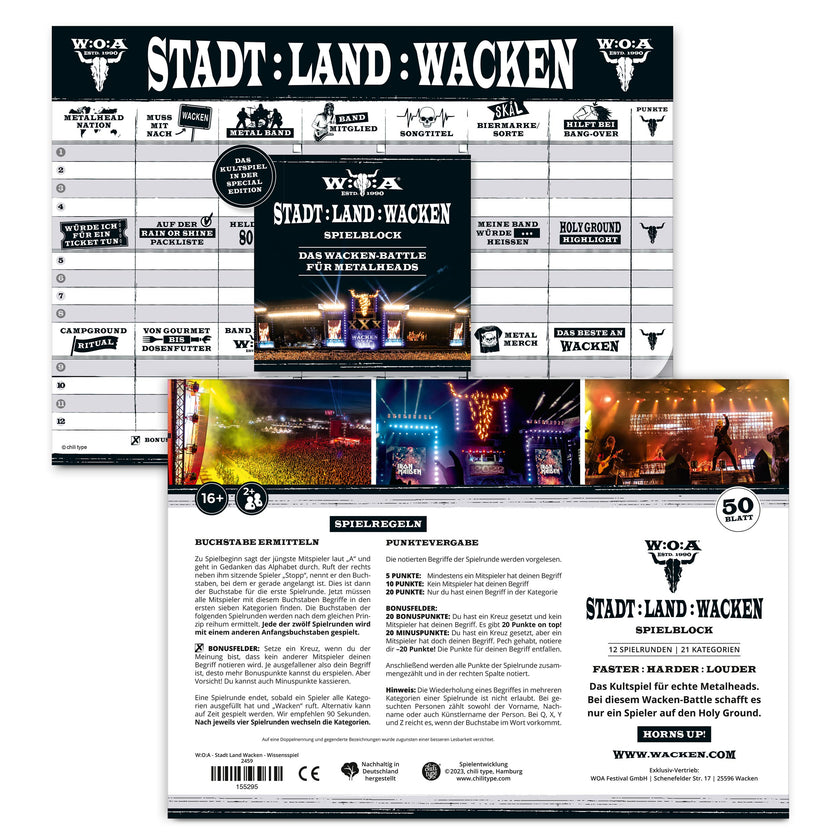 W:O:A - Stadt Land Wacken - Wissensspiel