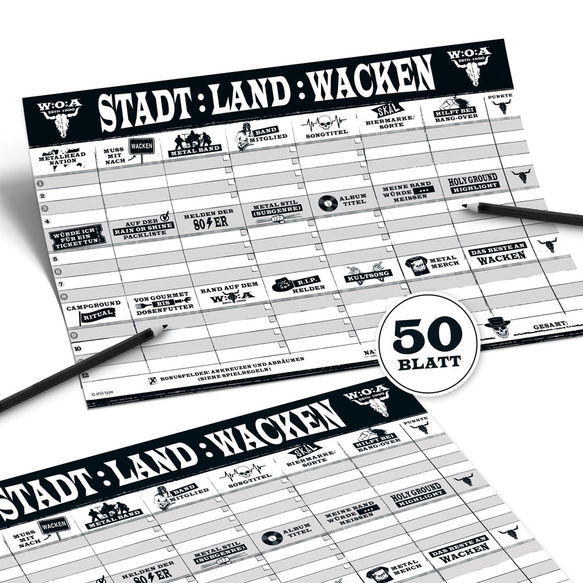 W:O:A - Stadt Land Wacken - Wissensspiel