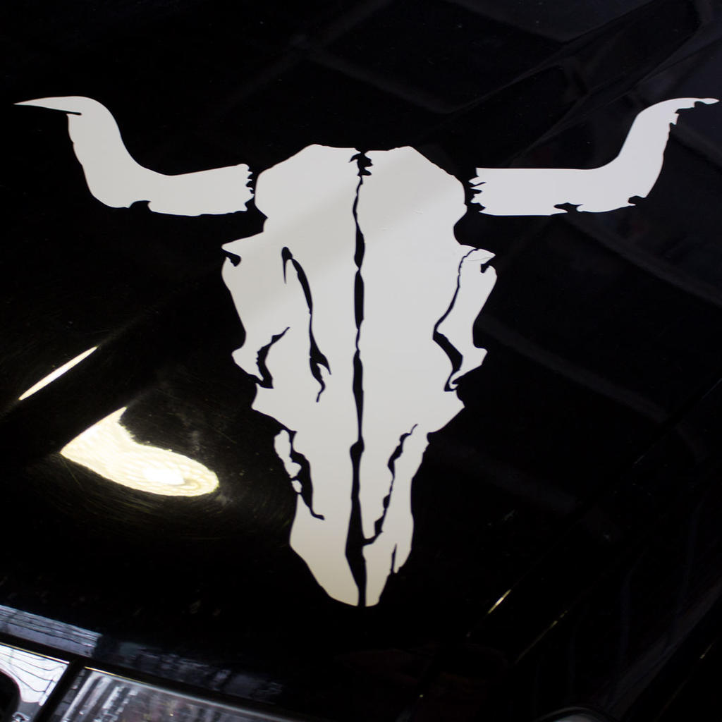 W:O:A - Outdoor Car Sticker - Bullhead - Big - White image