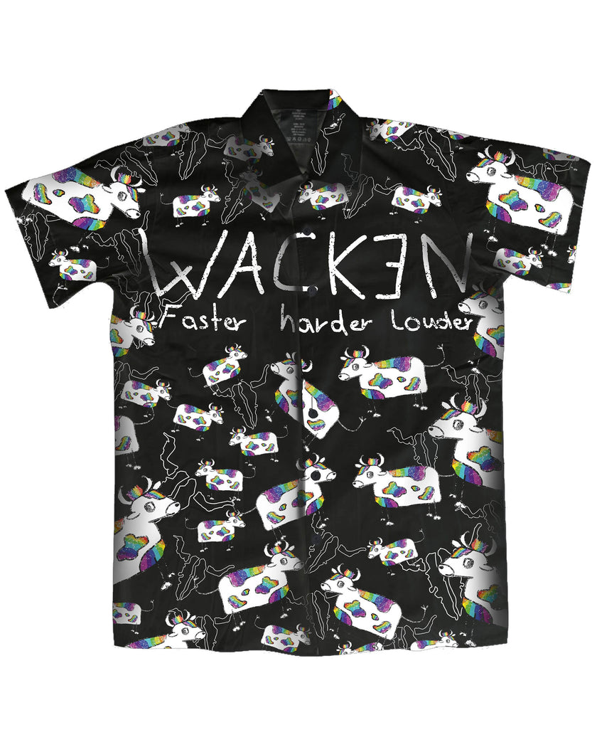W:O:A - Hawaiian Shirt - Rainbow Cow
