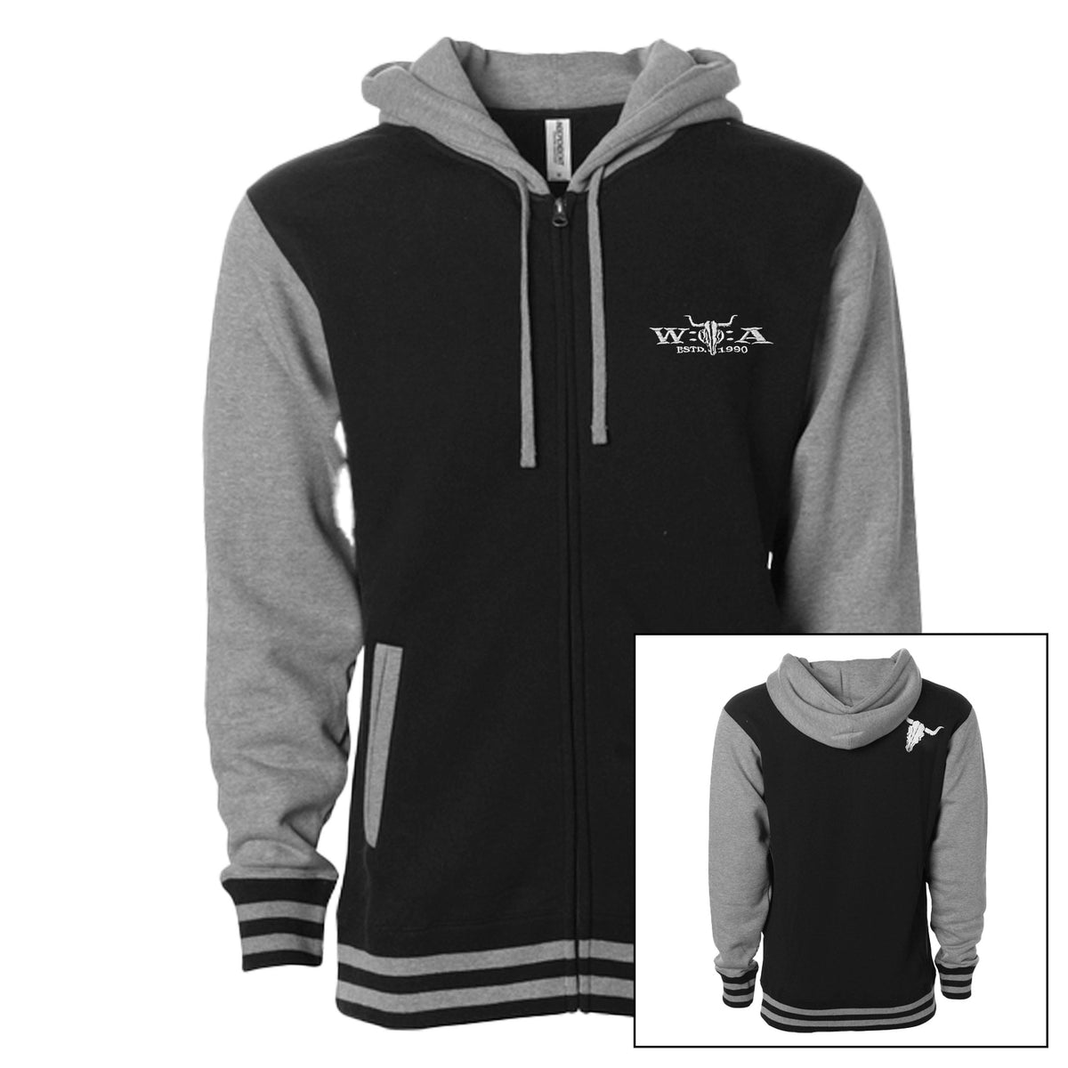 W:O:A - HoodZip - College schwarz/ grau