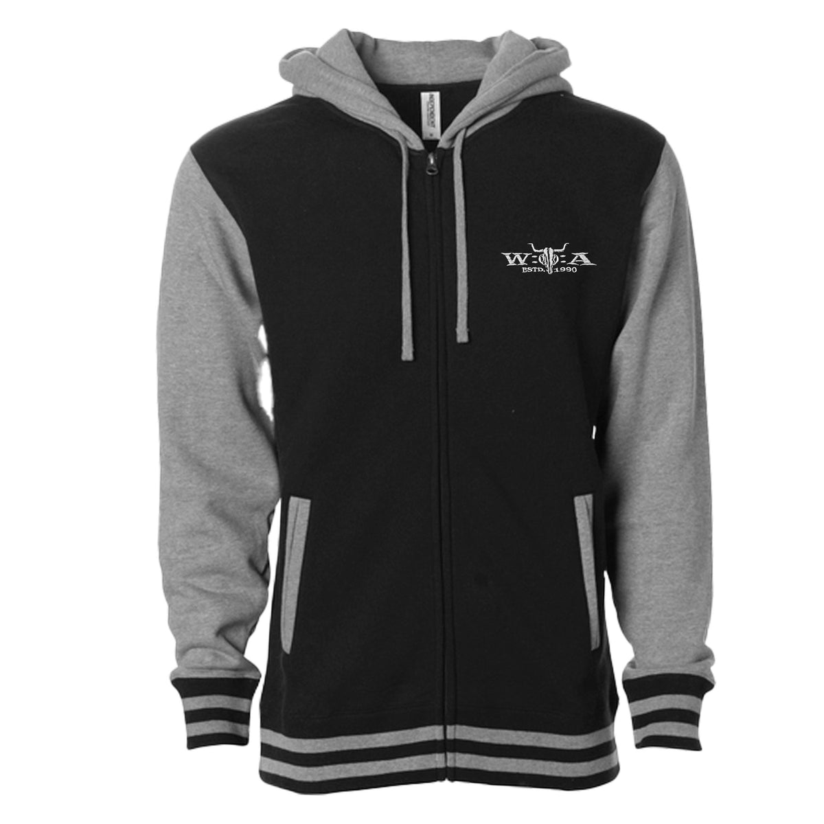 W:O:A - HoodZip - College schwarz/ grau