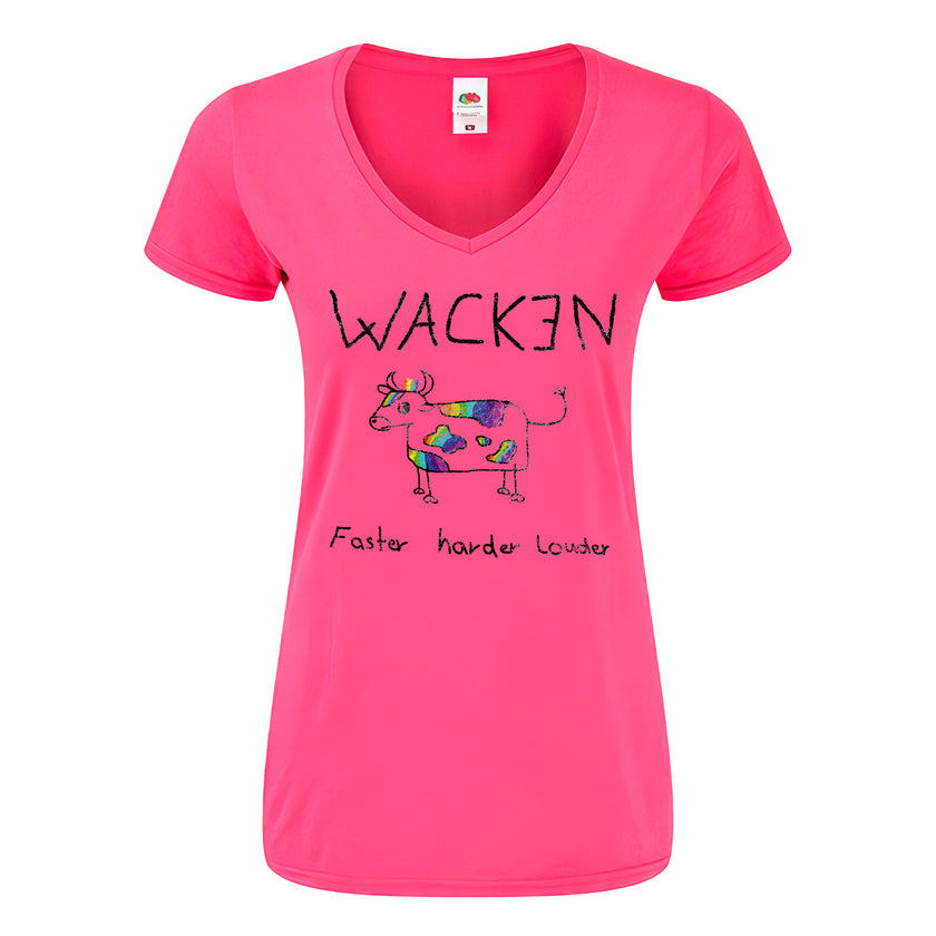 W:O:A - Girlie V-Neck - Rainbow Cow