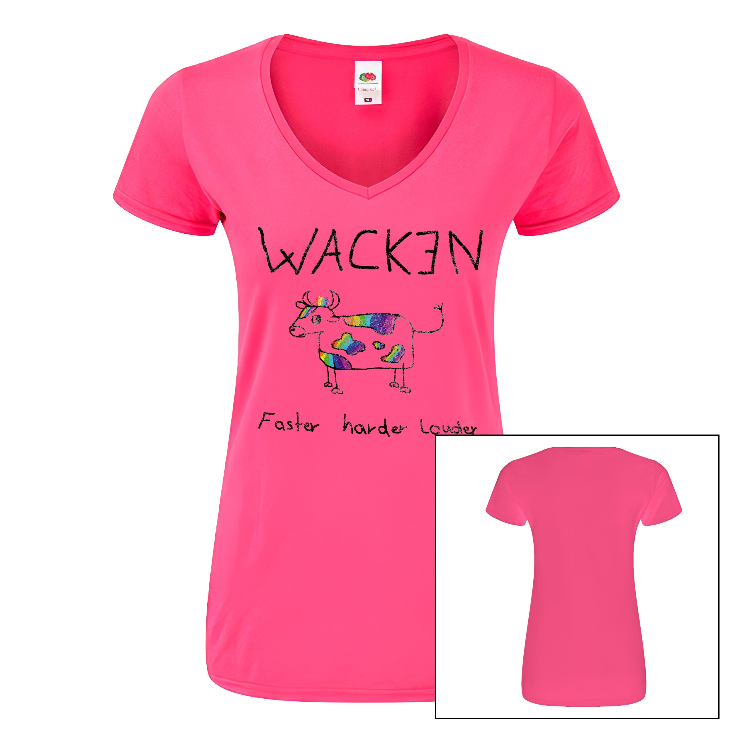 W:O:A - Girlie V-Neck - Rainbow Cow image