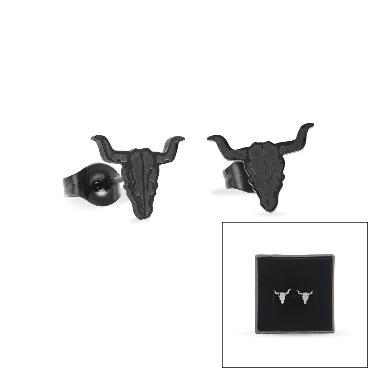 W:O:A - Ohrstecker 2er Set - Bullhead schwarz